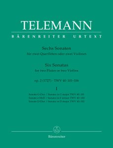 Six Sonatas for two Flutes or Violins Op.2 (TWV 40) Volume I (Playing Score)