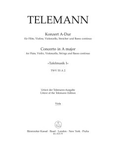 Concerto for Flute, Violin, Violoncello, Strings & Basso Continuo in A major (TWV 53:A2) (Viola)