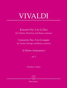 Concerto for Violin in G major Op.3/3 (RV 310) (Full Score)