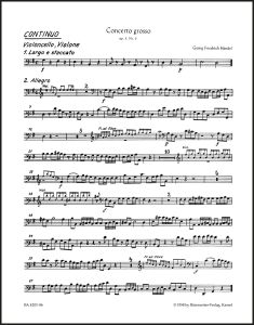 Concerto grosso in G major Op.3/3 (HWV 314) (Cello/Bass)