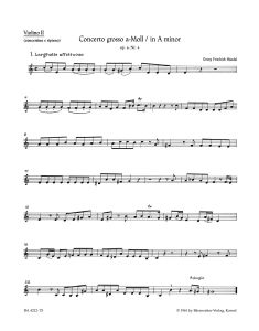 Concerto grosso in A minor Op.6/4 (HWV 322) (Violin II solo & ripieno)