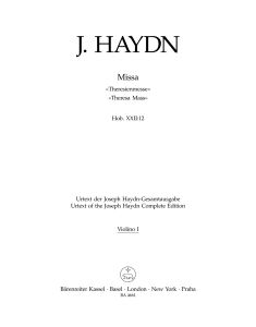 Mass in B-flat major (Theresa Mass) (Hob.XXII:12) (Violin I)