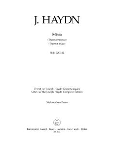 Mass in B-flat major (Theresa Mass) (Hob.XXII:12) (Cello/Bass)