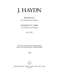 Concerto for Violoncello No.1 in C major (Hob.VIIb:1) (Viola)