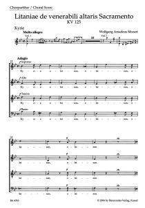 Litaniae de venerabili altaris sacramento in B-flat major (K.125) (Choral Score)