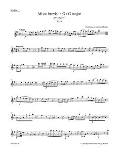 Missa brevis in G major (K.49) (Violin I)