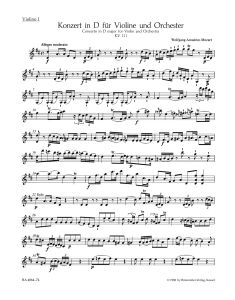 Concerto for Violin No.2 in D major (K.211) (Violin I)