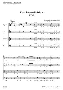 Veni Sancte Spiritus (K.47) (Choral Score)