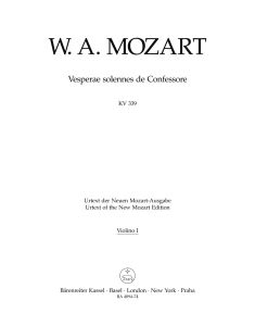 Vesperae solennes de Confessore (K.339) (Solemn Vespers) (Violin I)