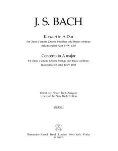 Concerto for Oboe d'Amore (Oboe) in A major (after BWV 1055) Violin I