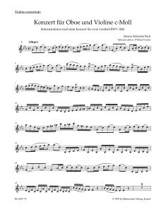 Concerto for Violin and Oboe in C minor (reconstructed from BWV 1060) (Violin solo)