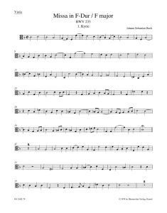 Mass in F major (BWV 233) Lutheran Mass 1 (Viola)
