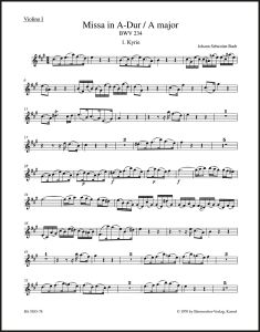 Mass in A major (BWV 234) Lutheran Mass 2 (Violin I)