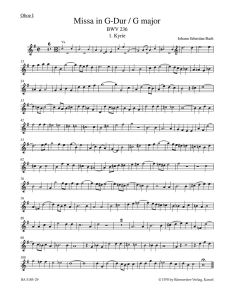 Mass in G major (BWV 236) Lutheran Mass 4 (Oboe I)
