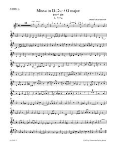 Mass in G major (BWV 236) Lutheran Mass 4 (Violin II)