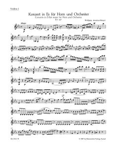 Concerto for Horn No.3 in E-flat major (K.447) (Violin I)