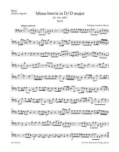 Missa brevis in D major (K.194) (Cello/Double Bass)