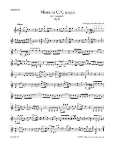 Mass in C major (K.220) Sparrow Mass (Violin II)