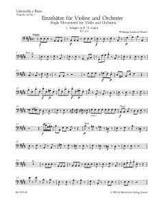 Single Movements for Violin & Orchestra (K.261, K.269 K.373) (Cello/Bass)