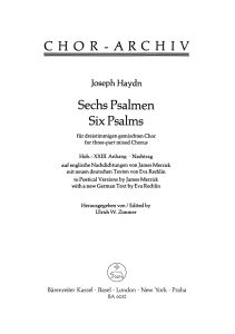 Six Psalms (Hob.XXIII: Appendix) for three-part mixed Chorus (SAB)