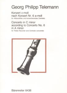 Concerto in C minor for Treble Recorder & Cembalo concertato (TWV 42:a2) (Score & Parts)