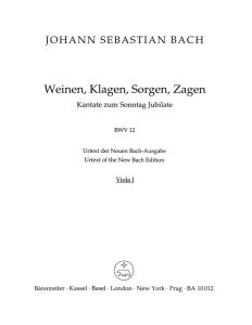 Cantata No.12: Weinen, Klagen, Sorgen, Zagen (BWV 12) (Viola I)