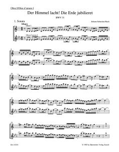 Cantata No.31: Der Himmel lacht! Die Erde jubilieret (BWV 31) (Wind Set)