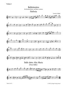 Ballet Suites for Strings and Basso continuo (Violin I)