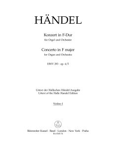 Concerto for Organ in F Major Op.4/5 (HWV 293) (Violin I)