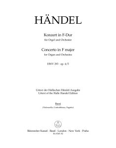 Concerto for Organ in F Major Op.4/5 (HWV 293) (Cello/Bass)