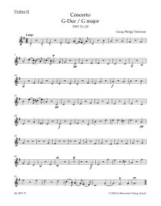 Concerto for Viola in G major (TWV 51: G9) (Violin II)