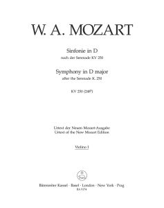 Symphony in D (K.250 K.248b) after the Serenade K.250 (Violin I)