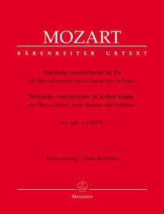 Sinfonia concertante for Oboe, Clarinet, Horn, Bassoon in E-flat major (K.297b) (Solo Parts & Piano)