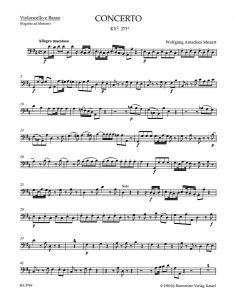 Concerto for Violin in D major (K.271a) (Cello/Bass)