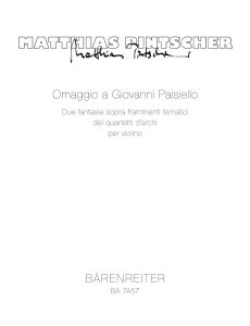 Omaggio a Giovanni Paisiello for Violin Solo