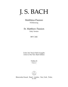 St Matthew Passion. Early version (BWV 244b) (Violin II Chorus I)