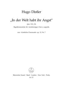 Sacred Choral Music Op.12, No. 7: In der Welt habt ihr Angst
