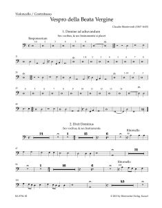 Vespers 1610, Vespro della Beata Vergine Cello/Bass