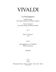 La Stravaganza Op.4 Volume 1 (Nos 1-6) (Basso continuo)