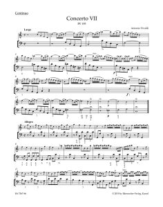 La Stravaganza Op.4  (Volume 2 (Nos 7-12) (Basso continuo)
