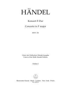 Concerto in F major (HWV 331) (Violin I)