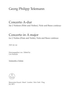 Concerto in A major (TWV 43:A4) (Cello/Bass)