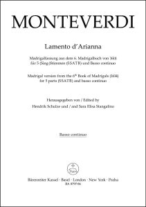 Lamento d'Arianna. Madrigal version from the 6th Book of Madrigals (1614) (Basso continuo)