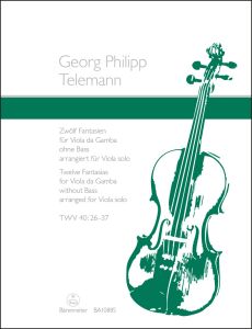 Twelve Fantasias for Viola da Gamba without Bass arranged for Viola solo (TWV 40: 26–37)